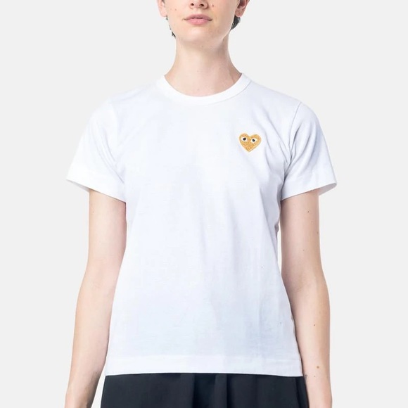 Comme Des Garçons PLAY Gold Heart Emblem 100% Cotton Tee - Picture 5 of 5